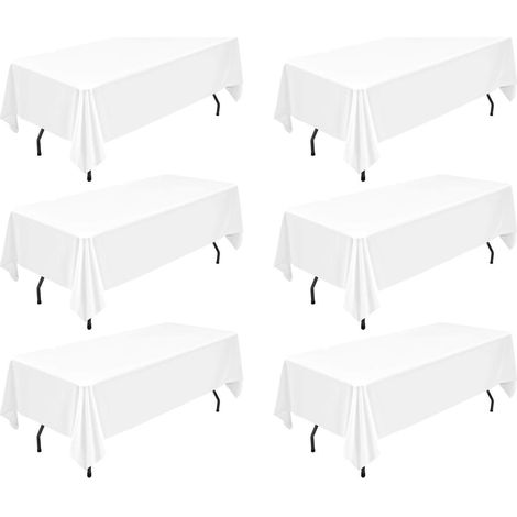 6er Pack rechteckige weiße Polyester-Tischdecke 153x320 cm Party Hochzeit (1/5)