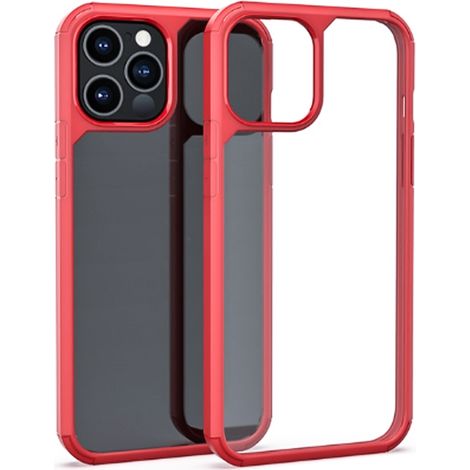 Cover custodia compatibile IP12 PRO MAX 6.7" trasparente cornice rossa rigida (1/3)