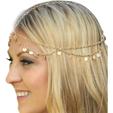 Bijou de cheveux bohème pour fête et mariage, couronne Vantage, pompon en métal, bandeau pour femme (1/4)