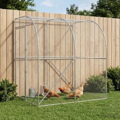 vidaXL Pollaio Argento 200 x 200 x 215 cm Acciaio zincato (1/5)