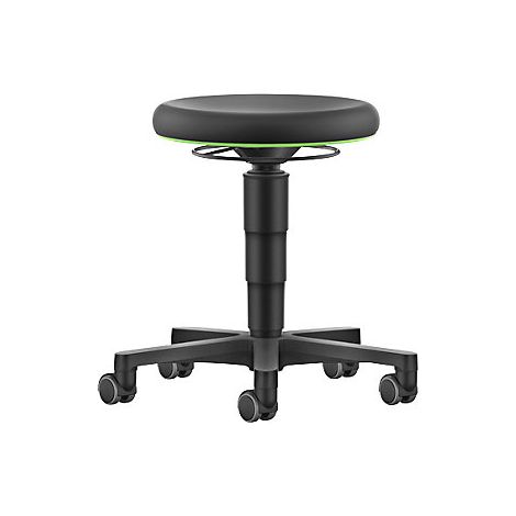 Taburete Allround  con ruedas  skintec  anillo de color verde