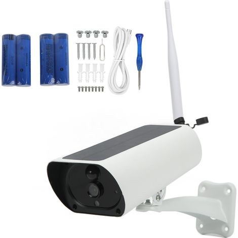 Caméra de sécurité solaire 1080P 2MP, vision nocturne, détection de mouvement PIR, audio bidirectionnel, IP67 étanche, batterie rechargeable, WiFi 2.4GHz (1/5)