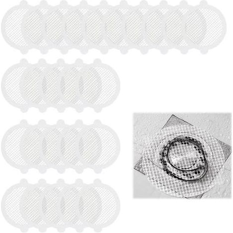 Lot de 25 Attrape-Cheveux Jetable pour Douche, Filtres Adhésifs Anti-Cheveux Jetable pour Evacuations, Autocollants Jetables pour Canalisations de Douche, Grilles pour Bonde de Baignoire, 11cm (1/5)