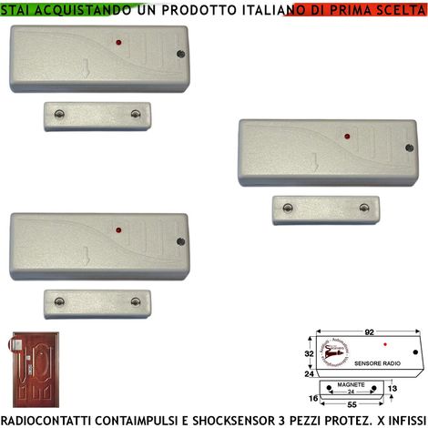 Rilevatore Magnetico Wireless Fr. 433,92 MHz Sismico Regolabile Tre Pezzi Bianchi Con Ingresso Sensori Antifurto Remoti Contaimpulsi x Sintap Codice SecurLysa Anticollisione Rileva Trapano e Scasso (1/4)