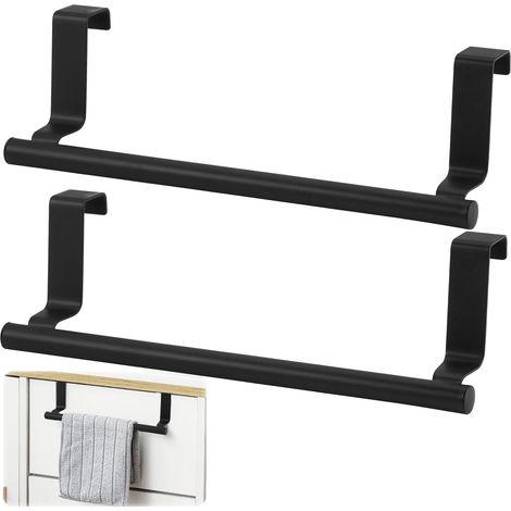 2 Pièces Porte Torchon Cuisine à Suspendre,24×7cm (Noir) Porte Serviette Cuisine,Design Moderne,Porte-Serviettes de Cuisines,pour Placard, Armoire,Salon,Cuisines,Salle de Bain (1/5)