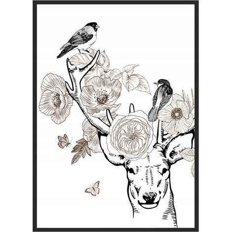 AFFICHE PHOTO ENCADRÉE 43x33 cm Cerf P585