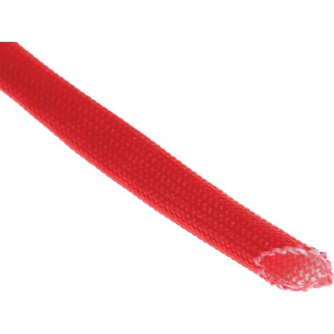 Gaine Tressée 4mm RS PRO, Rouge en Fibre de verre acrylique, 5m ( Prix pour Paquet de 3 )