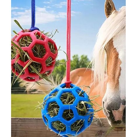 ROSSO - Palla da gioco per cavalli in gomma flesibile Hay Soft