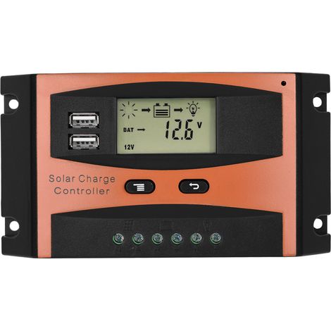 Intelligenter 30A 50V Dual-USB-Solar-Laderegler mit PWM-Steuerung, LCD-Display und IP32-Wasserschutz (1/5)