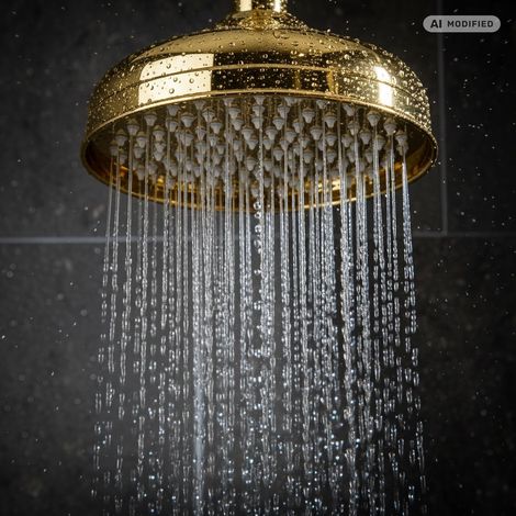 Douche de tête PaulGurkes en or rétro nostalgique, pomme de douche 20 cm (1/3)