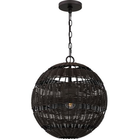 Lampada sospensione esterna rattan marrone IP44 E27 Quoizel (1/5)