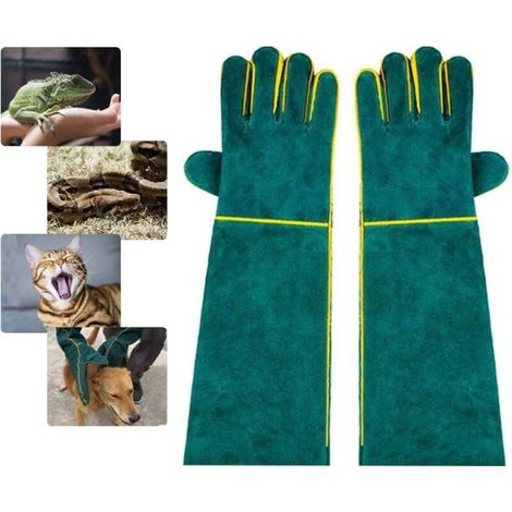 Tierbissfeste Handschuhe für den Umgang mit Tieren, vielseitige Lederarbeitshandschuhe zum Schweißen und für Gartenarbeiten (45 cm) (1/5)