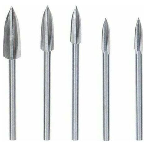 5 Pièces Fraise Outils De Sculpture Gravure Foret Ensemble Bois Carbure Solide Meulage Fraise En Acier Couteau Pour Bricolage Travail Du Bois Sculpture Gravure Et Forage Argent