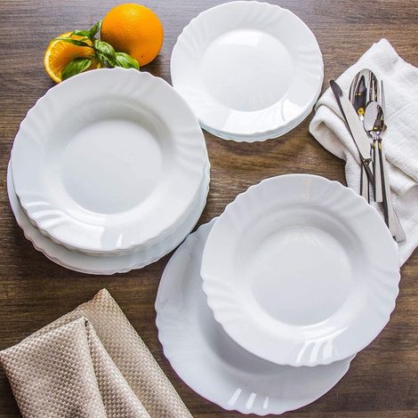 Servizio di piatti per 6 12 persone 18 36 pezzi da Tavola in Cucina infrangibile bianco bormioli insalatiera omaggio - MISURA: BASE - serviziposatebicchieripiatti: servizio 6 persone (1/2)