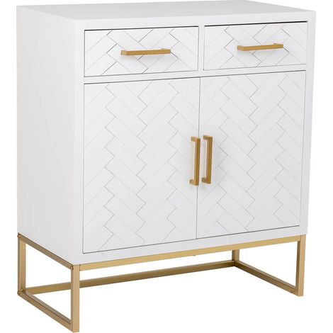 Aparador 2 cajones y 2 puertas de madera y metal blanco 80x39.5x89 (1/5)