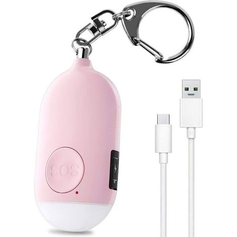 130 DB Alarme Personnelle d'urgence,Rechargeable Alarme de Sécurité avec LED Lampe de Poche Torche Alarme Anti Agression,pour Femme Enfants Personnes Agées Aventurier – Rose-Fei Yu