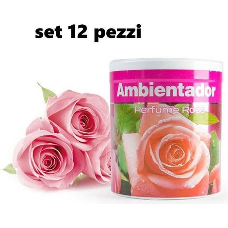 TRADE SHOP - Set 12 Deodoranti Barattolo Profumo Ambiente Assorbi Odori Fragranza Rosa -