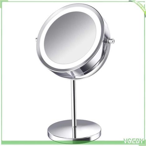 Fafeicy miroir grossissant 5X Miroir de maquillage grossissant avec lumière LED, grossissement 5X beaute boite Version régulière (1/5)