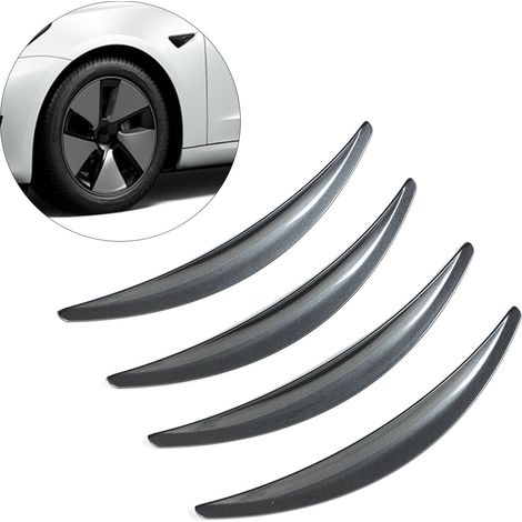 4er-Set ABS-Radkappen, Kotflügel, Schmutzfänger, Zierleisten, Stoßstangen- und Reifenaufkleber für Tesla Model 3, Grau (1/5)