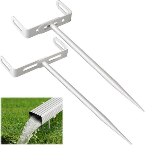 Support de fixation extérieur robuste et réglable Irovami pour descente de gouttière, blanc, lot de 2 (1/5)