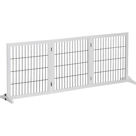 Barriera di sicurezza per cani in legno bianco 185 x 36 x 71 cm, 3 pannelli (1/5)