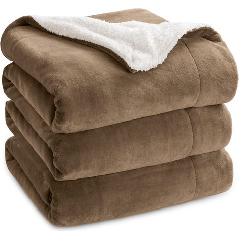 Plaid Polaire Sherpa Couverture - Chameau, 230x270 cm Plaid Canape Grande Taille, Douce et Chaude Double Face avec Fourrure d'agneau et Tissu Polaire pour Canapé et Lit, Épais (1/5)