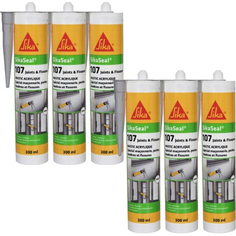 SIKA Sikaseal 107 Acryl-Dichtstoff 6er-Set Fuge und Riss - Grau - 300ml