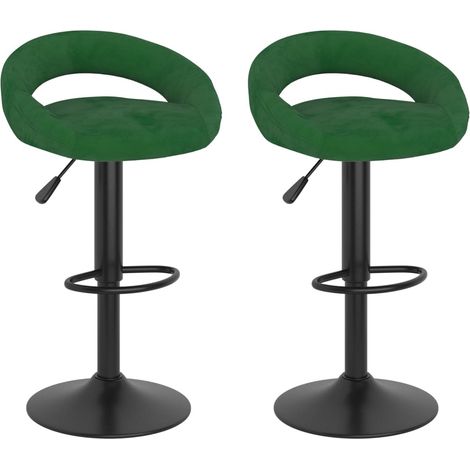 Barhocker 2 Stk. Dunkelgrün Samt