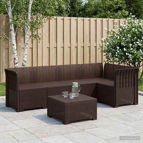 vidaXL Divano da Giardino 5 Posti Stile Rattan PP Marrone (1/5)