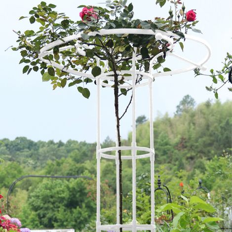 Support de plantes grimpant en forme de parapluie blanc - Hauteur totale 120cm, diamètre 25cm (1/5)