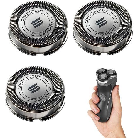 3 Pièces SH30/50 Tête de Rasoir Compatible avec Philips Series 5000/4000/3000/2000/1000/500, Têtes de Rasoir Remplacement, Système Rotatif à 360°, Accessoires pour Rasoir (1/5)