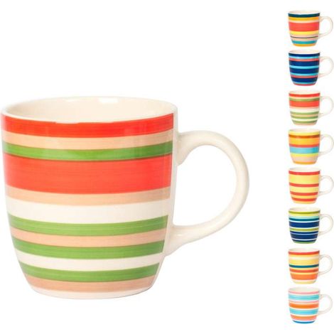 Maxi Mug Ceramica a Righe - Assortiti - 500 cc