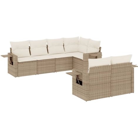 Set Divani da Giardino 7 pz con Cuscini Beige in Polyrattan vidaXL (1/5)