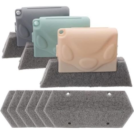 3 Pièces Brosse Fente Multifonction, Fenêtre Brosse Nettoyage, avec 6 Chiffons Nettoyage, pour Rainures de Fenêtre, Fentes de Porte (1/4)