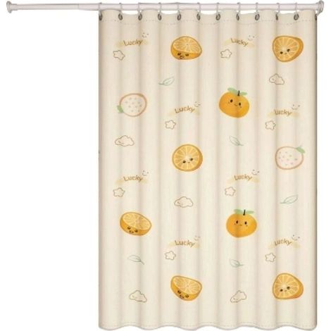 Rideau de Douche Unique Orange Vif sans Tringle - 150x180cm - Polyester Imperméable Anti-Moisissure Ourlet Lesté - Protection Intimité Salle de Bain