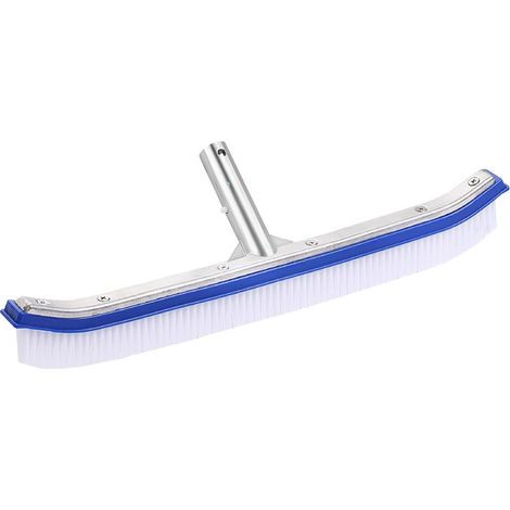 Brosse de piscine renforcée 43 cm, compatible avec les supports standard, poils en PVC rigide, tête de fixation en aluminium, pour l'entretien et le nettoyage. (1/5)