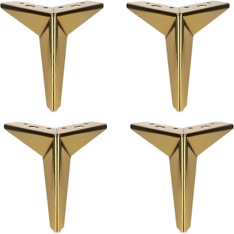 Un ensemble de 4 pieds de meubles triangulaires, remplacement DIY pour les pieds de table et de canapé en métal, adaptés aux armoires de cuisine, aux lits et aux chaises (argent 15 cm). (1/5)
