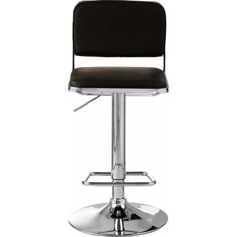 Interiors by Premier Black Seat And Chrome Base Bar Stool, Adjustable Height Kitchen Bar Stool, Footrest Swivel Barstool (1/5)