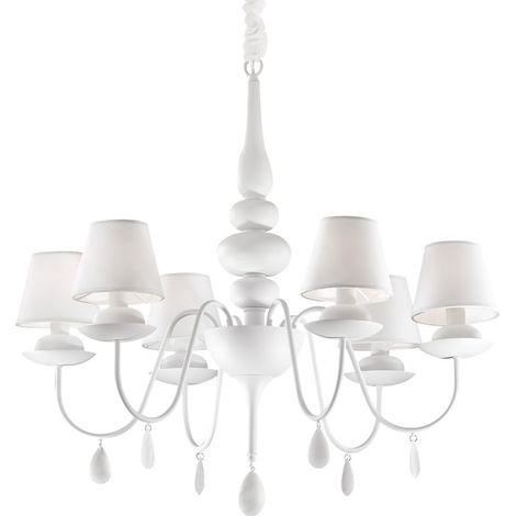 Lampadario Shabby Chic-Provenzale Blanche Metallo Bianco 6 Luci E14 (1/2)