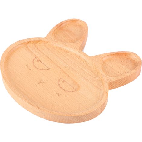 Holztablett, Schüssel mit Fächern für Baby- und Kinderfrühstück, Servierplatte, Snackbehälter (1/5)