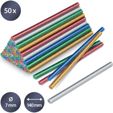 Trotec Confezione di stick di colla a caldo glitter, 50 pezzi (Ø 7 mm)
