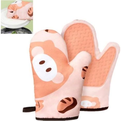 Online Store - Gants de four - Cuisine - Pamplemousse orange - Résistants à la chaleur - Antidérapants en silicone - Lot de 2 (1/4)