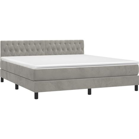 Boxspringbett mit Matratze Hellgrau 180x200 cm Samt vidaXL
