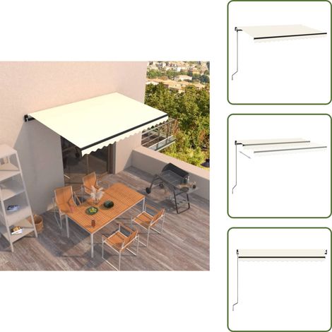 Auvent manuel rétractable 400x350 cm Crème - Auvent Pliable - Store Extérieur - Parasol - Abri Solaire - Protection UV (1/5)