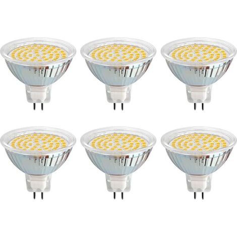 GU5.3 LED Bulb 12V 3W Cool White 6000K, Ø50mm, 120 Degree Beam Angle, Equivalent to GU5.3 30W, 500LM, AC/DC 12V, MR16 GU5.3 LED Spotlight for Kitchen/Bathroom/Cabinet, Non-Dimmable, Pack of 6 - LIAIKI
