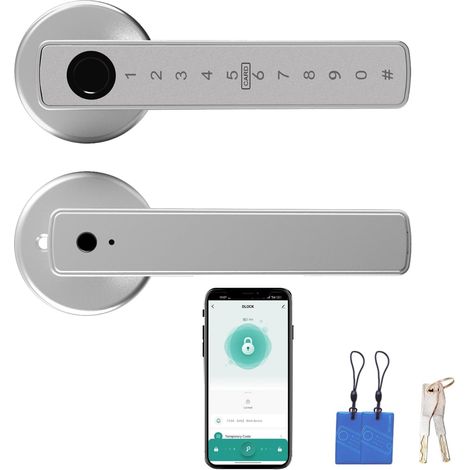 Serrure intelligente à empreinte digitale avec clé, Serrure connectée, carte clé, APP Bluetooth pour serrure de porte, étanche, pour porte de 35-50mm (1/5)