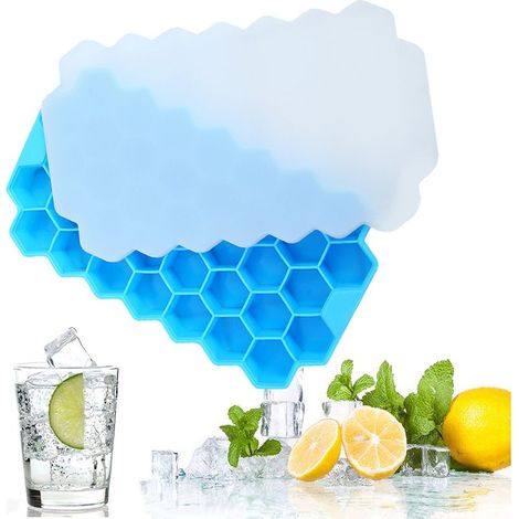 Eiswürfelform – aus flexiblem Silikon – mit auslaufsicherem Deckel – für Cocktails, Whisky und Speisen – 12 Fächer pro Einheit (1/5)