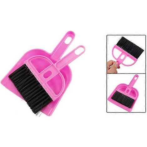 Ensemble balai-pelle et mini fouet rose et noir pour le nettoyage du bureau, de la maison et de la voiture. (1/2)