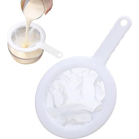 Passoire à mailles ultrafines, passoire en plastique avec trou de suspension, passoire de cuisine pour lait de soja, thé, jus, filtre 400 mesh (1/5)
