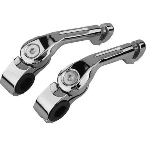 Support repose-pieds moto longue inclinaison chromé pour pare-carters et barres de protection compatible Honda (1/5)
